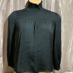 Adison Parker Top Blouse Turtle Neck Black XS Long Sleeve Mock Neck